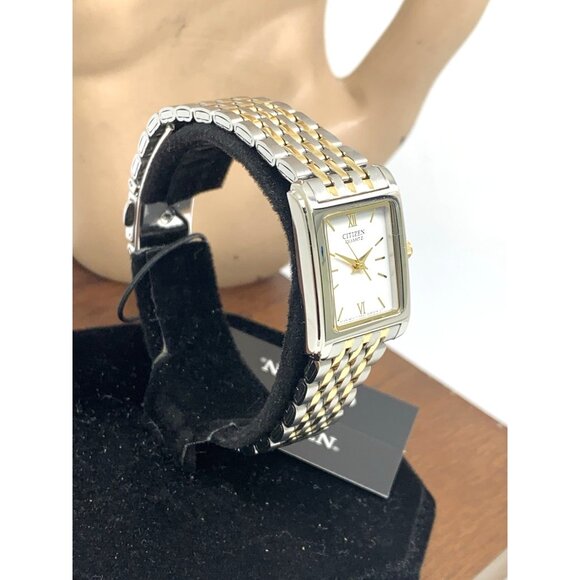 Citizen Women's Watch EJ5854-56A Quartz White Dial Two Tone Steel Tank Petite - Picture 14 of 14